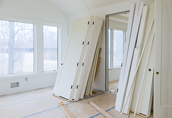 Interior hallway renovation with new drywall installation in Pasadena home